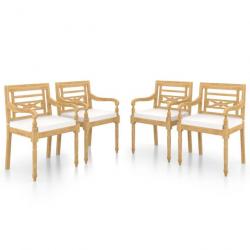 Chaises Batavia 4 pcs avec coussins Bois de teck solide 3087054