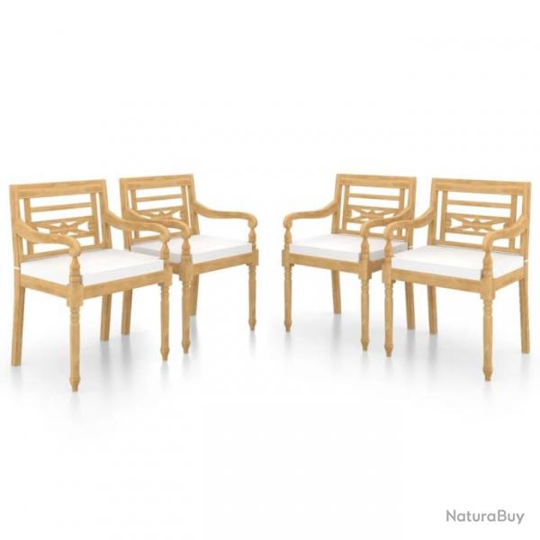 Chaises Batavia 4 pcs avec coussins Bois de teck solide 3087054