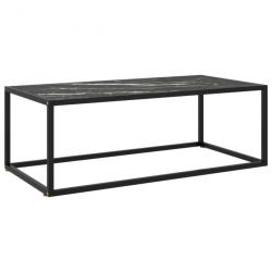 Table basse Noir avec verre marbre noir 100x50x35 cm 322882