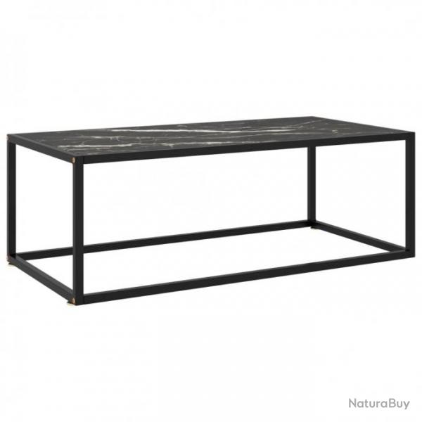Table basse Noir avec verre marbre noir 100x50x35 cm 322882