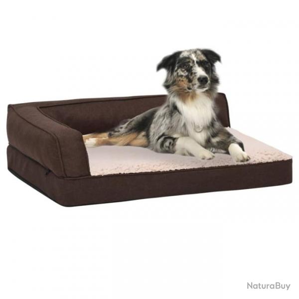 Matelas de lit ergonomique de chien 60x42 cm Polaire aspect lin 171337