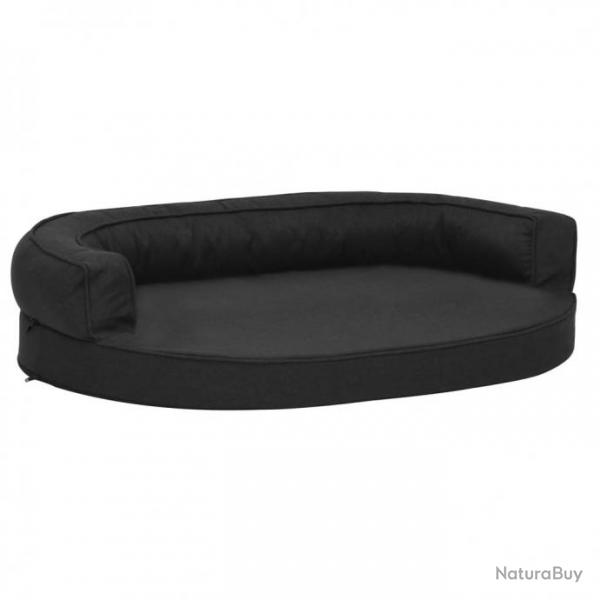 Matelas de lit ergonomique de chien 75x53 cm Aspect de lin Noir