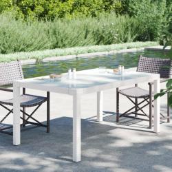 Table de jardin 150x90x75 cm Verre trempé/résine tressée Blanc 316709