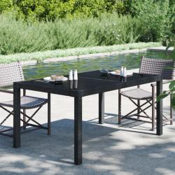 Table de jardin 150x90x75cm Verre trempé et résine tressée Noir 316706