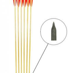 Lot de 6 flèches en bois avec plumes naturelles et pointes en acier
