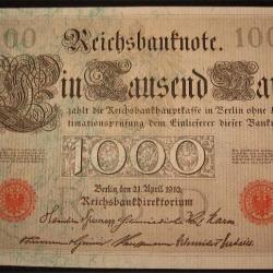 1000 Marks 1910 TBE  (rouge) ALLEMAGNE   reichsbanknote