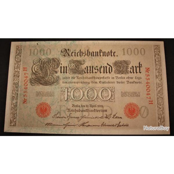 1000 Marks 1910 TBE  (rouge) ALLEMAGNE   reichsbanknote