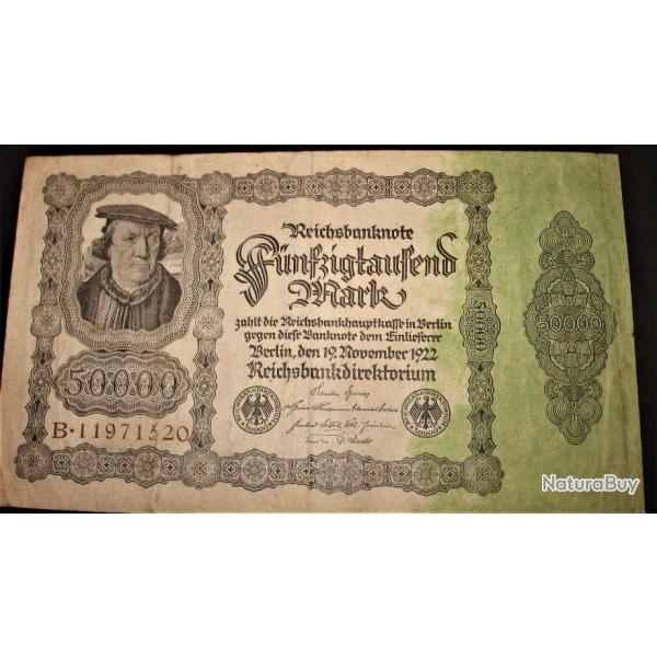 50000 Marks 19 novembre 1922   ALLEMAGNE   Reichsbanknote