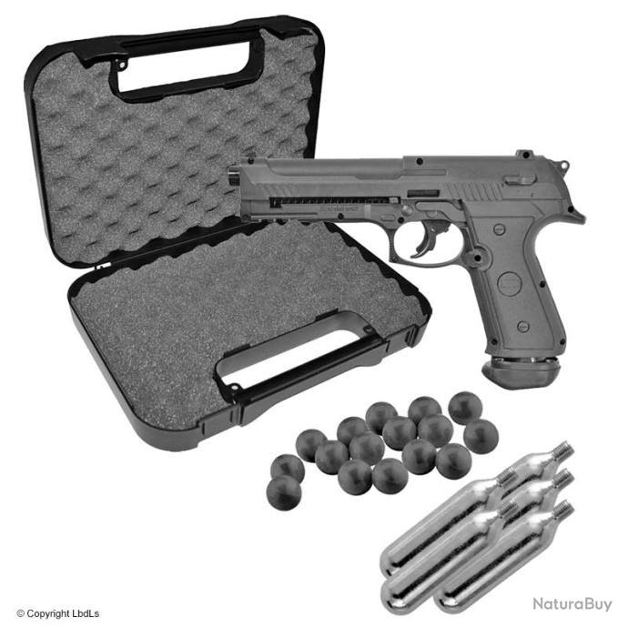 Pack Pistolet de défense ultra puissant LTL Alfa calibre 50 + 5X CO2 +  Munitions X50 - Armes à balles caoutchouc de catégorie D (10170023)