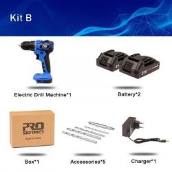 Perceuse Visseuse Sans Fil Pro 21V 40Nm, Modele: Kit B