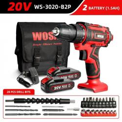 Perceuse Visseuse Sans Fil Pro 12/16/20V Li-ion, Modele: 20V WS-3020-B2P