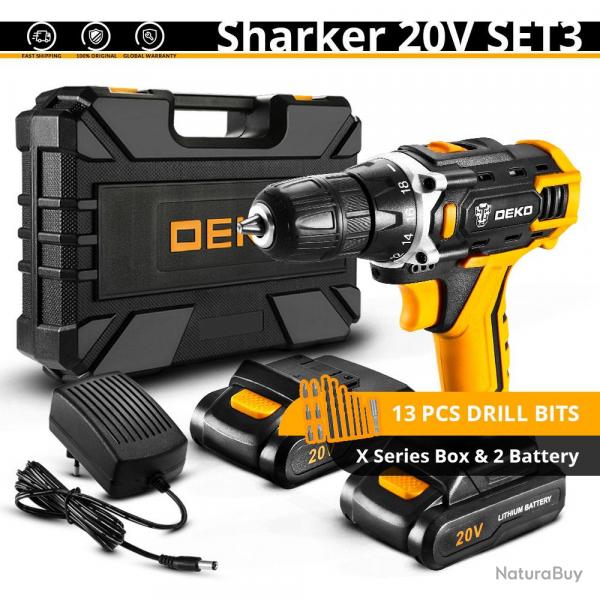 Perceuse Visseuse Sans Fil Pro 12/16/20V Li-ion, Modele: Sharker 20V Set3