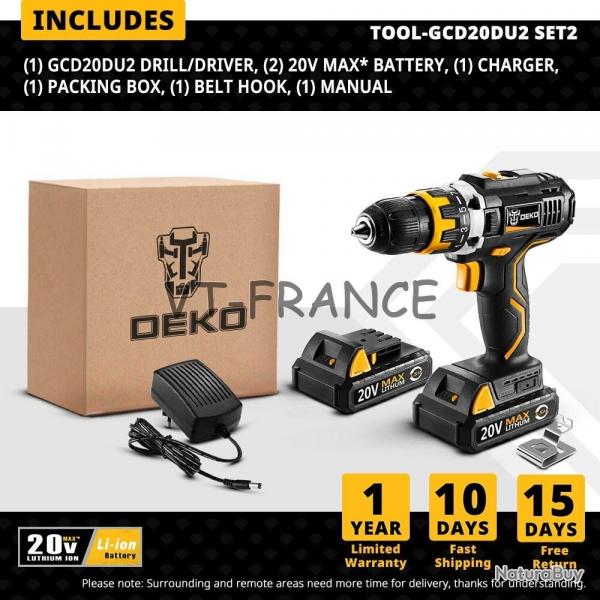 Perceuse Visseuse Sans Fil Pro 20V, Modele: GCD20DU2 SET2
