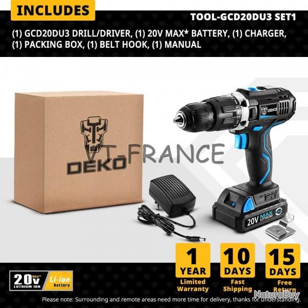 Perceuse Visseuse Sans Fil Pro 20V, Modele: GCD20DU3 SET1