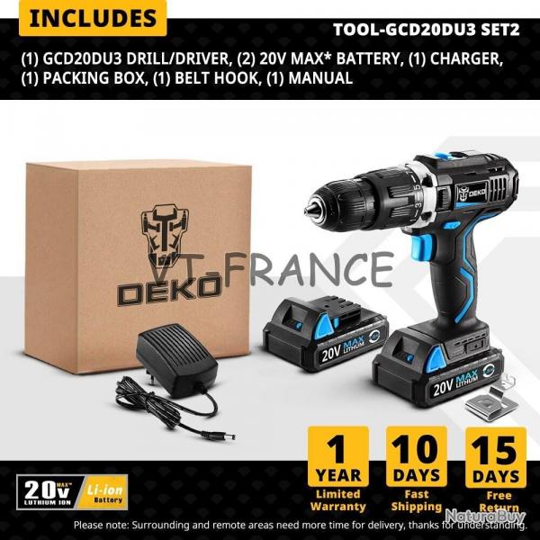 Perceuse Visseuse Sans Fil Pro 20V, Modele: GCD20DU3 SET2