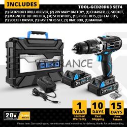 Perceuse Visseuse Sans Fil Pro 20V, Modele: GCD20DU3 SET3