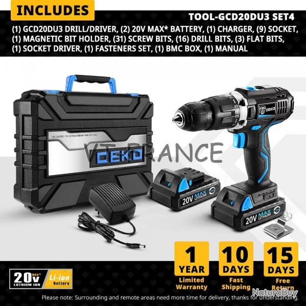 Perceuse Visseuse Sans Fil Pro 20V, Modele: GCD20DU3 SET3