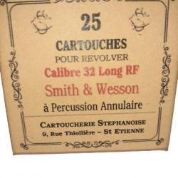 32 Long RF Smith & Wesson: Reproduction boite cartouches (vide) CARTOUCHERIE STEPHANOISE 8805211