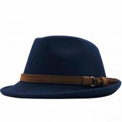 Chapeau Fedora en feutre bleu navy