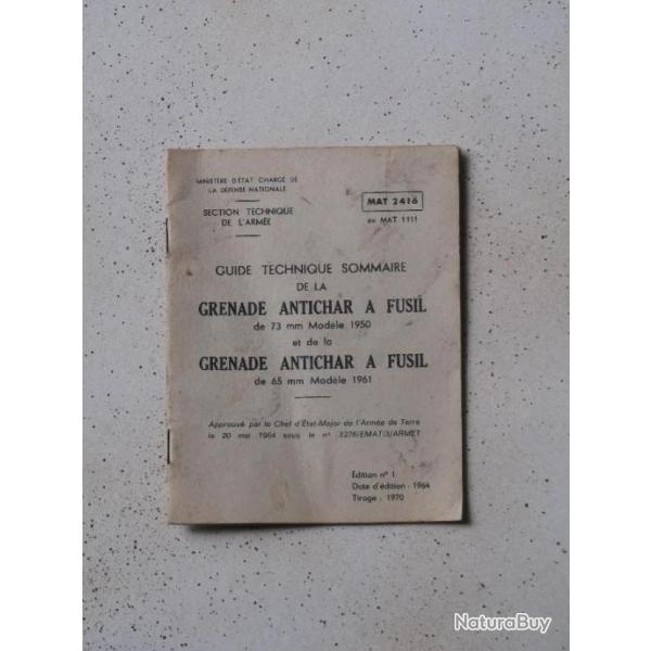 Manuel MAT 1106 grenade  fusi antipersonnel de mle 1952 / mle 1952 M60 / 40 mm mle 1956