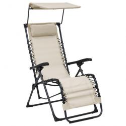 Chaises pliables de terrasse 2 pcs Textilène Crème 312472