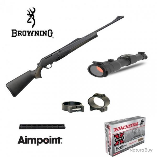 Pack CARABINE BROWNING BAR MK3 COMPO HC BLACK BROWN FILET + AIMPOINT H34 Montage bas