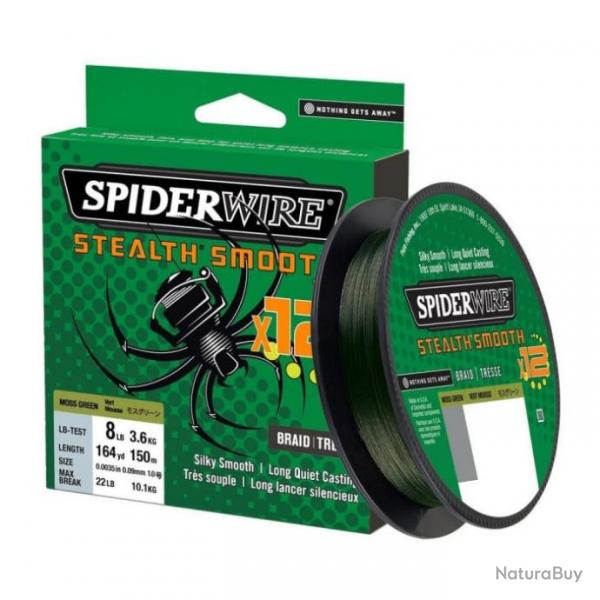 Tresse SpiderWire Stealth Smooth 12 - Vert 0.05mm / 5.4kg / 150m - 0.11mm / 10.3kg / 150m