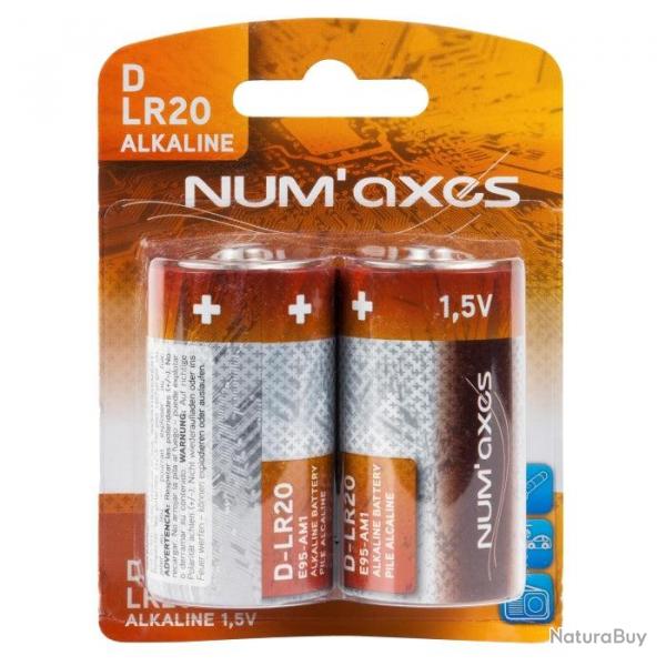 Blister 2 piles Num'Axes D LR20 alcalines 1,5 V