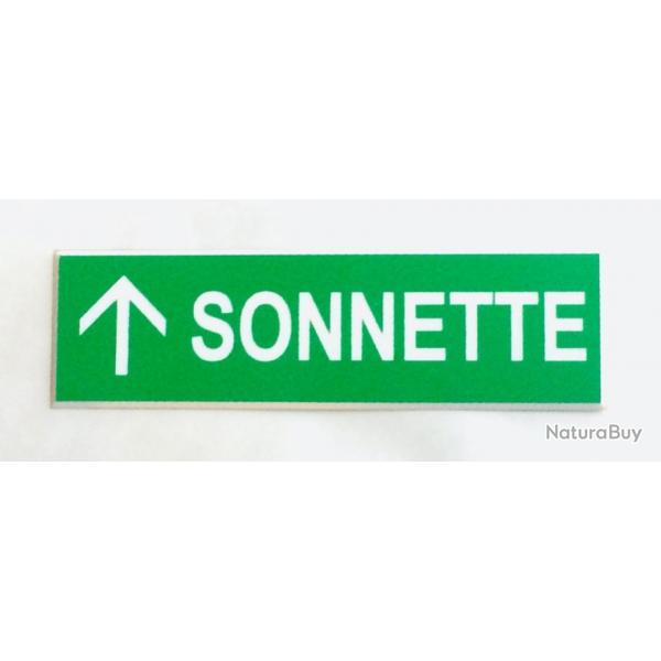 pancarte adhsive verte "SONNETTE + FLECHE en haut Format 70x200 mm