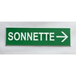 pancarte adhésive "SONNETTE + FLECHE à DROITE verte Format 70x200 mm