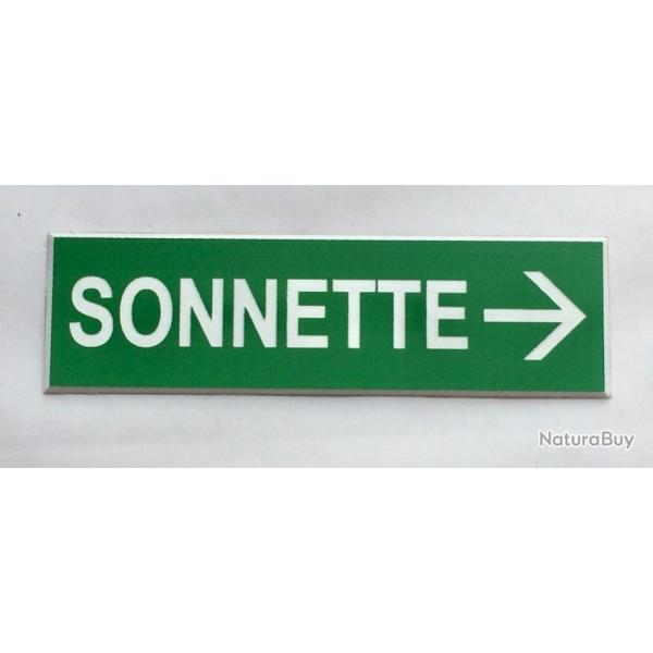 pancarte adhsive "SONNETTE + FLECHE  DROITE verte Format 70x200 mm