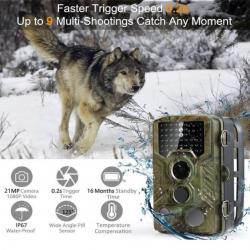 Caméra de Chasse Surveillance Étanche 49 LEDs Grand Angle 125° Infrarouge 25m Traque IR 1080P HD