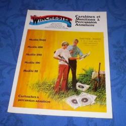 Brochure dépliant  WINCHESTER Mle 9422, 490, 290, 190 et 52 cal. 22 long rifle