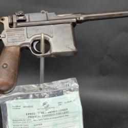 PISTOLET MAUSER C96 1916 Calibre 7,63 Mauser C 96 - Allemagne première Guerre Mondiale 1ere GM Très 