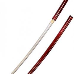 KATANA  (Shirasaya Bois  Laqué Rouge vernis )  Lame DAMAS à gorge épée