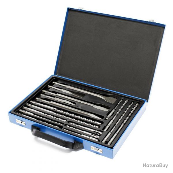 Jeu de 17 forets et burins SDS avec coffret perforateur burineur bricolage outils atelier 16_0002278
