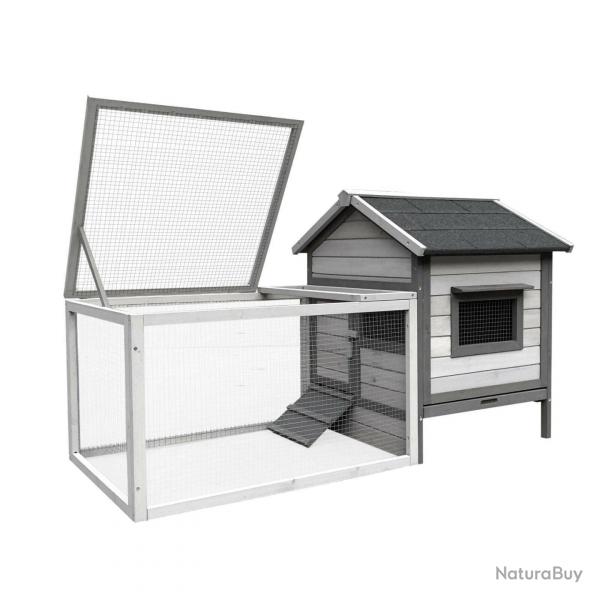 Clapier  lapin avec maison de rongeur et roue libre 146 cm gris clair 16_0002237