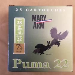 Cartouches MARY ARM PUMA 22 cal. 28/70 plomb n°71/2 DESTOCKAGE!!!
