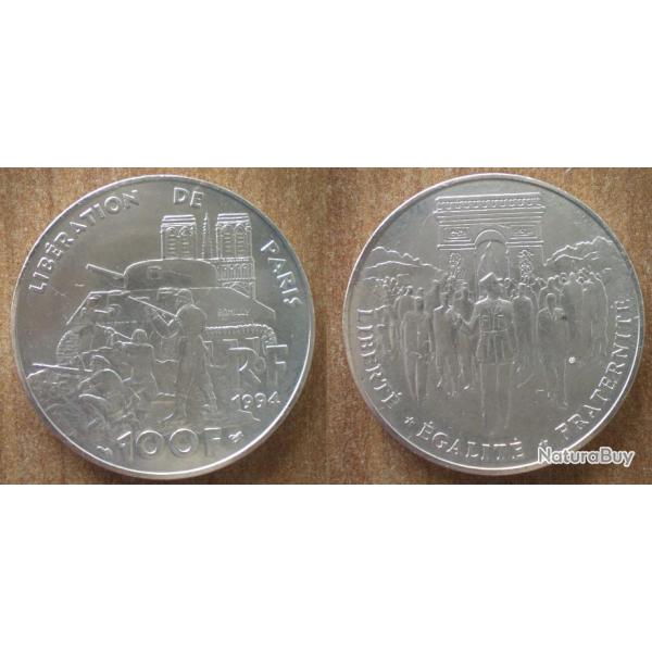 France 100 Francs 1994 Liberation De Paris Piece Argent Arc De Triomphe Defile Char