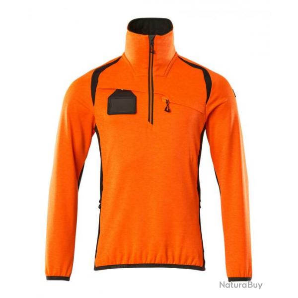 Pull polaire demi-zipp MASCOT ACCELERATE SAFE 19303-316 S Hi-vis orange/Marine fonc