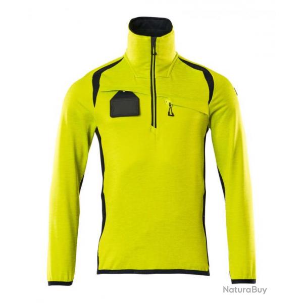 Pull polaire demi-zipp MASCOT ACCELERATE SAFE 19303-316 S Hi-vis jaune/Marine fonc