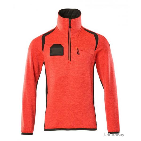 Pull polaire demi-zipp MASCOT ACCELERATE SAFE 19303-316 S Hi-vis rouge/Anthracite fonc