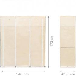 Grande étagère armoire pliante en tissu 173 cm beige 13_0001275_2