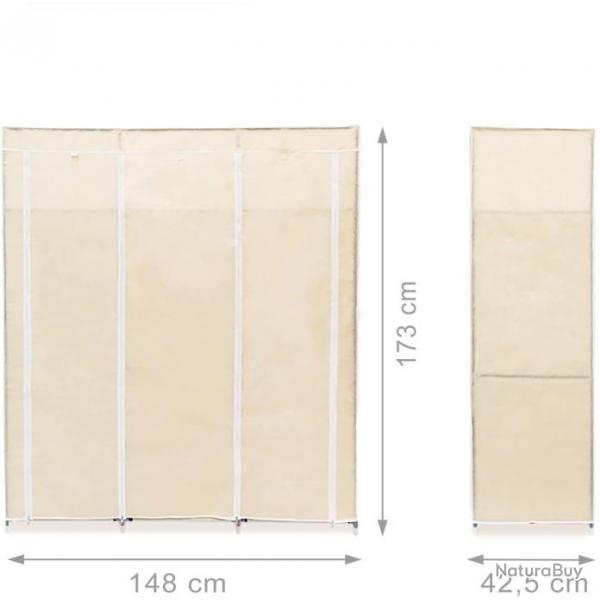 Grande tagre armoire pliante en tissu 173 cm beige 13_0001275_2