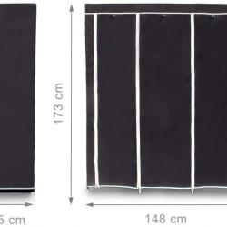 Grande étagère armoire pliante en tissu 173 cm noir 13_0001275_3