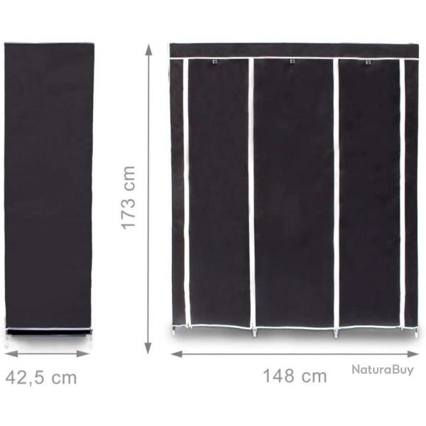 Grande tagre armoire pliante en tissu 173 cm noir 13_0001275_3