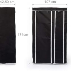 Armoire pliante avec housse penderie avec revêtement en tissu noir 13_0000290_3