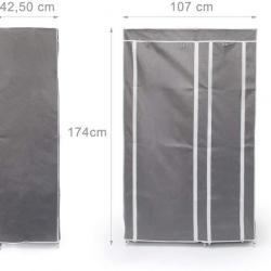 Armoire pliante avec housse penderie avec revêtement en tissu gris 13_0000290