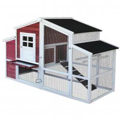 Poulailler XXL avec espaces extérieurs abri plus large toit tar 200 cm 16_0002614