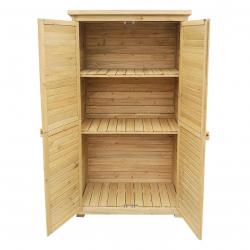 Armoire abri de jardin portes en lamelles 160 cm bois d'épicéa toit bitumé 16_0002170